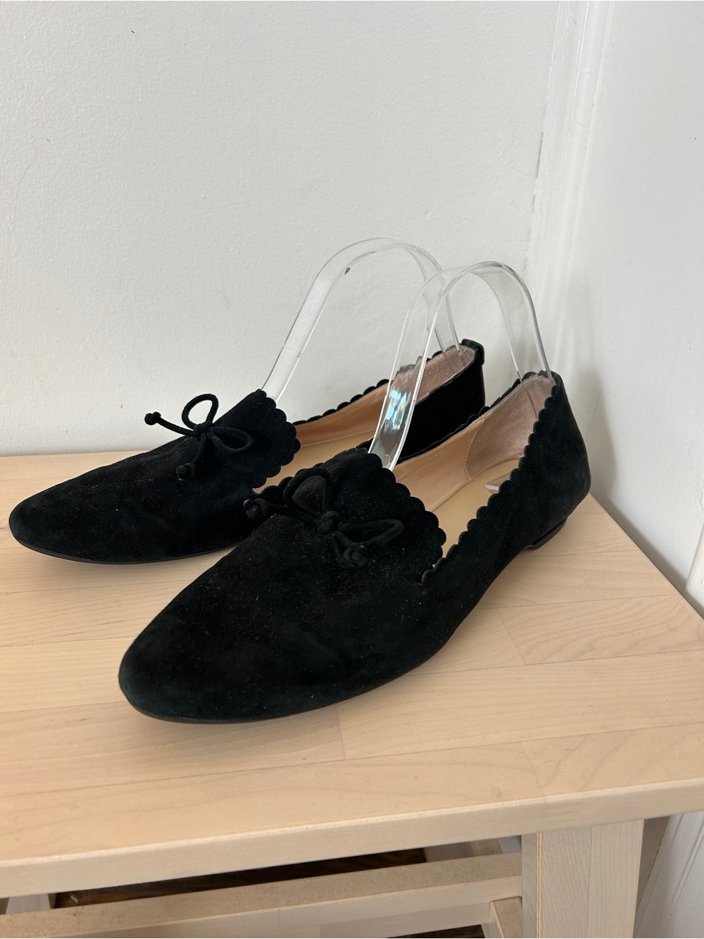 KATE SPADE Jaen Loafer Flats Black Suede with Bow Size 9 Ballerina Coquette